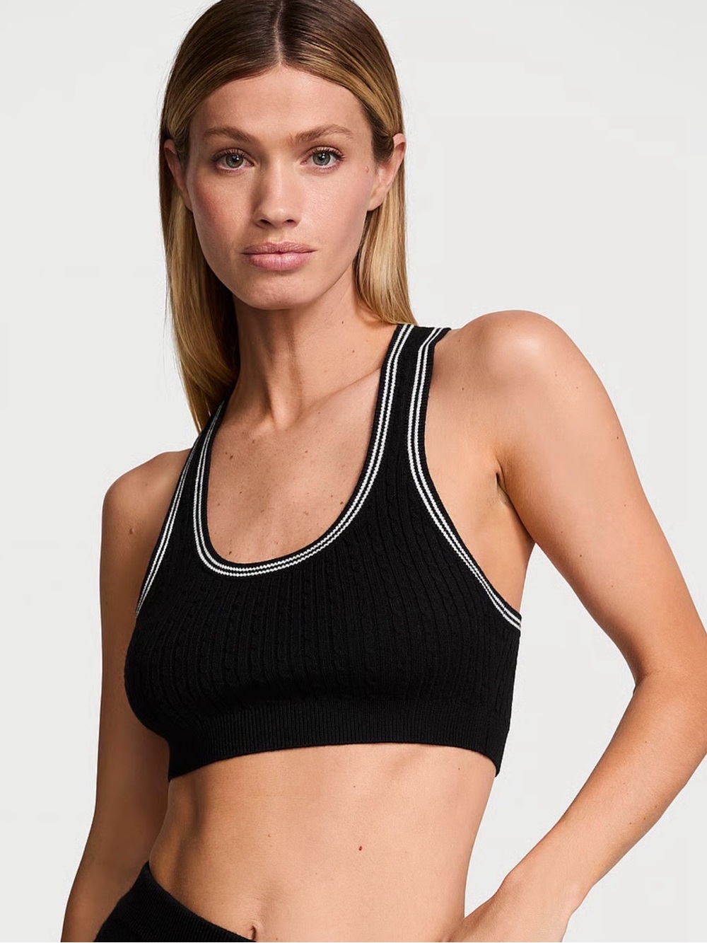 🤎 NWT Victoria’s Secret Luxe Cable Knit Bralette Crop Sweater - Large (00940)